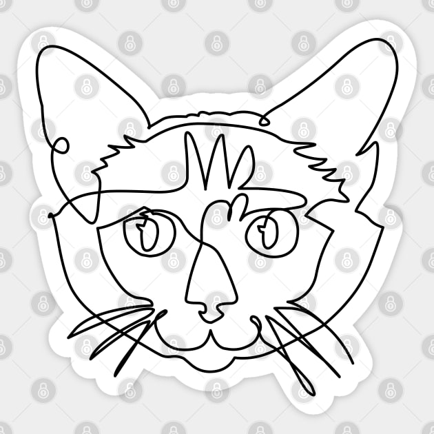 One line Siamese Cat Sticker by huebucket